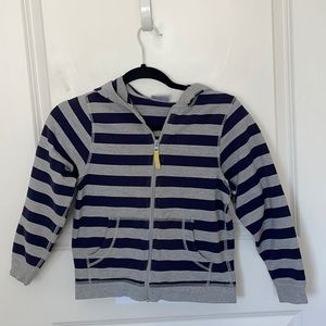 Hannah Andersson Blue/Gray Stripe Hoodie Full Zip 130